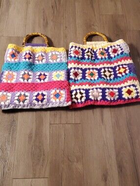 New Crochet squares,Granny squares handmade bag tote LARGE 16"/17" Made by me